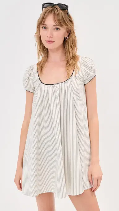 LE BOP Babydoll Mini Dress /Black Stripe | Thumbnail 3