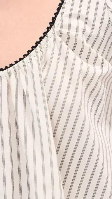 LE BOP Babydoll Mini Dress /Black Stripe | Thumbnail 6