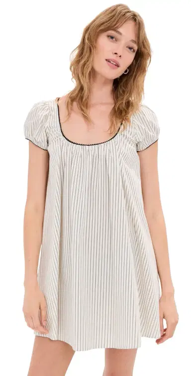 LE BOP Babydoll Mini Dress /Black Stripe | Thumbnail 1