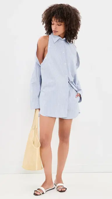 Nanushka Nananda Blouse Blue/White/Navy | Thumbnail 5