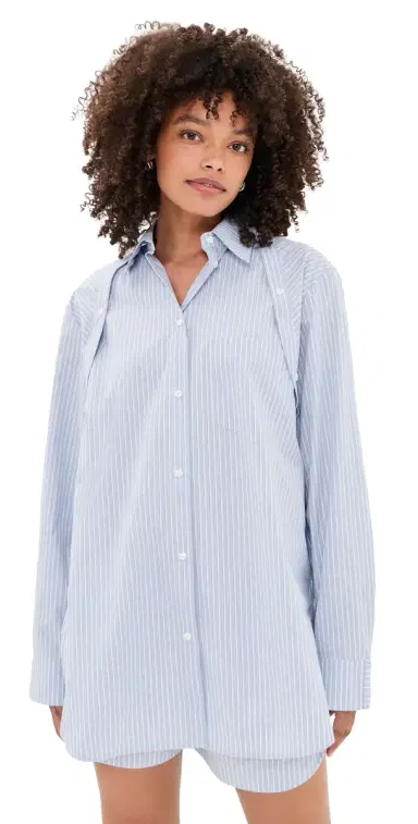 Nanushka Nananda Blouse Blue/White/Navy | Thumbnail 1