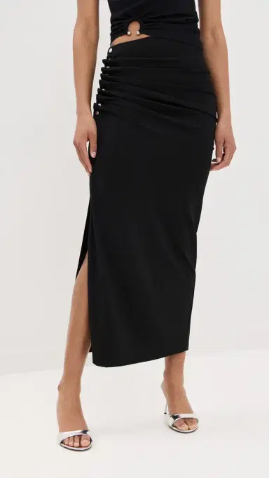 Rabanne Long Draped Skirt Black 38 | Thumbnail 2