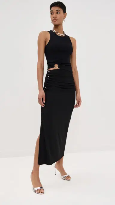 Rabanne Long Draped Skirt Black 38 | Thumbnail 5