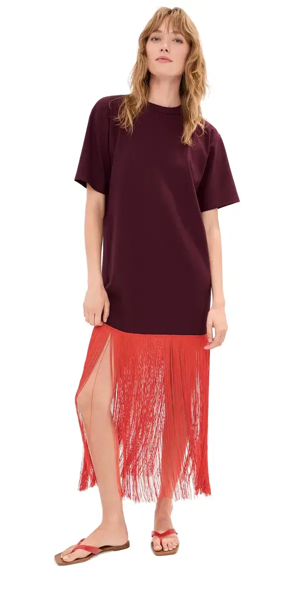 LE BOP Fringe Nico Dress Elderberry/Red