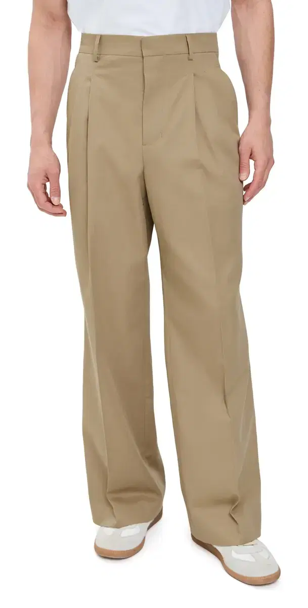 Pleated Wide Leg Trousers Beige Taupe