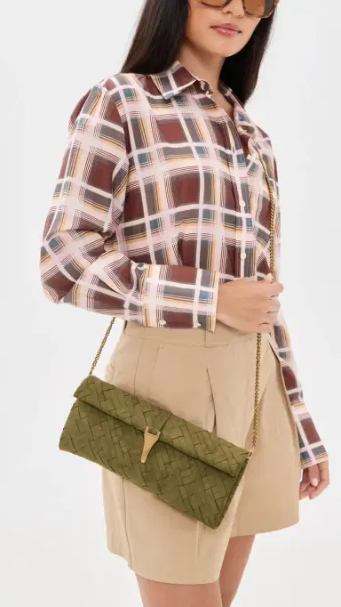 JW PEI Zaria Woven Clutch Dark Olive One Size | Thumbnail 3 JW PEI Zaria Woven Clutch Dark Olive One Size | Thumbnail 3