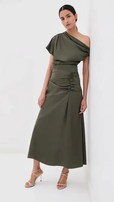 Simkhai Joanna Asymmetrical Midi Dress Sea Turtle | Thumbnail 2 Simkhai Joanna Asymmetrical Midi Dress Sea Turtle | Thumbnail 2