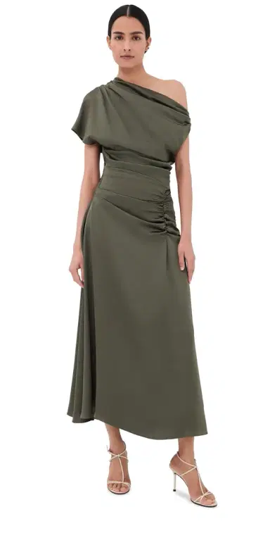 Simkhai Joanna Asymmetrical Midi Dress Sea Turtle | Thumbnail 1 Simkhai Joanna Asymmetrical Midi Dress Sea Turtle | Thumbnail 1