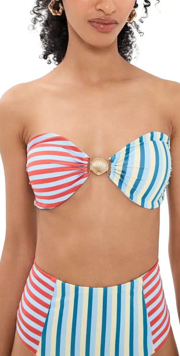 MINKPINK Aurora Strapless Bandeau Bikini Top pliced tripe