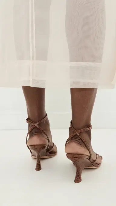 Simkhai Kelsey Embossed Leather Strappy Wedge Sandals | Thumbnail 4
