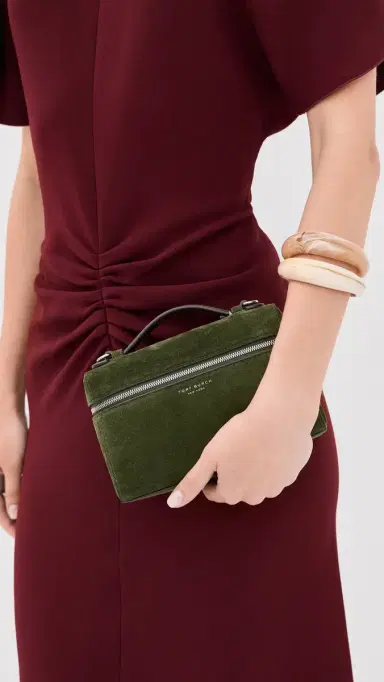 Tory Burch Suede Slim Top Handle Bag Leccio | Thumbnail 3 Tory Burch Suede Slim Top Handle Bag Leccio | Thumbnail 3