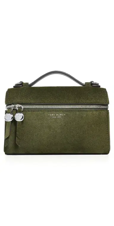 Tory Burch Suede Slim Top Handle Bag Leccio | Thumbnail 1 Tory Burch Suede Slim Top Handle Bag Leccio | Thumbnail 1
