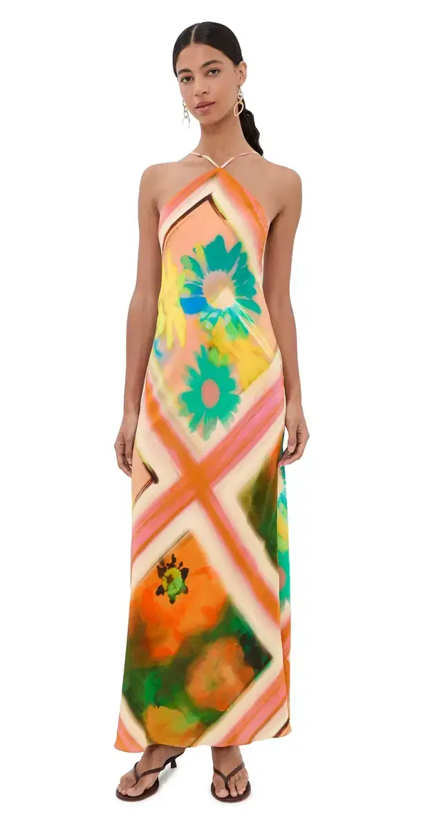 STAUD Cubism Maxi Dress Superbloom Scarf
