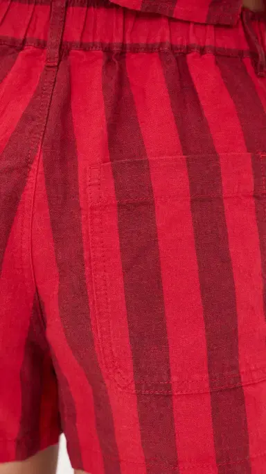 Madewell The Zoe Short in 100% Linen Big Bayside Stripe Enamel Red 2 | Thumbnail 6