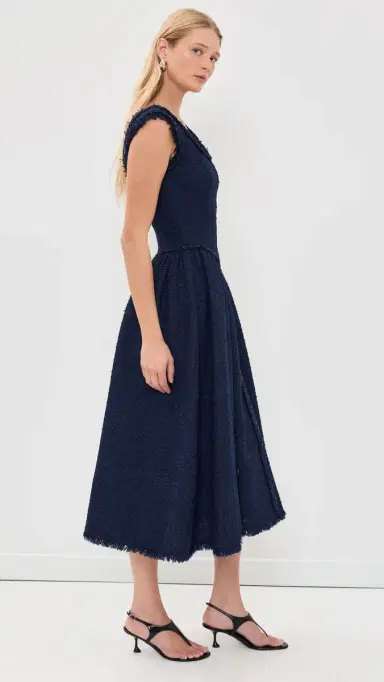 Self-Portrait Boucle Midi Dress Navy 6 | Thumbnail 4