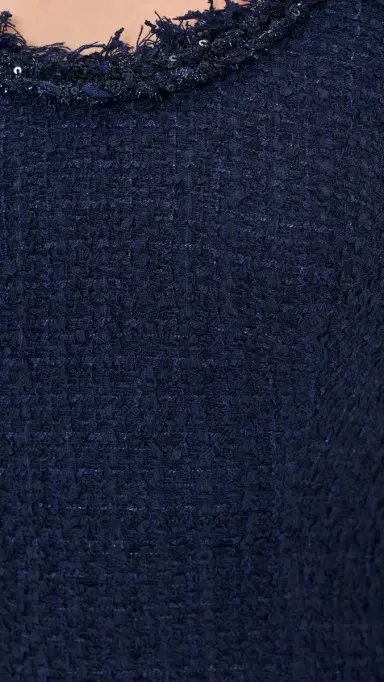 Self-Portrait Boucle Midi Dress Navy 6 | Thumbnail 6