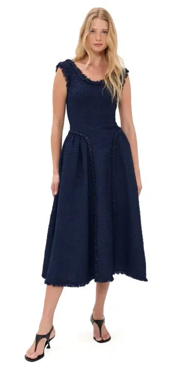 Self-Portrait Boucle Midi Dress Navy 6 | Thumbnail 1