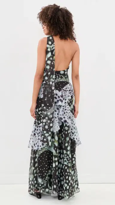AMUR Iyla Printed Ruffle Gown Pearl Ray Inverse | Thumbnail 3 AMUR Iyla Printed Ruffle Gown Pearl Ray Inverse | Thumbnail 3