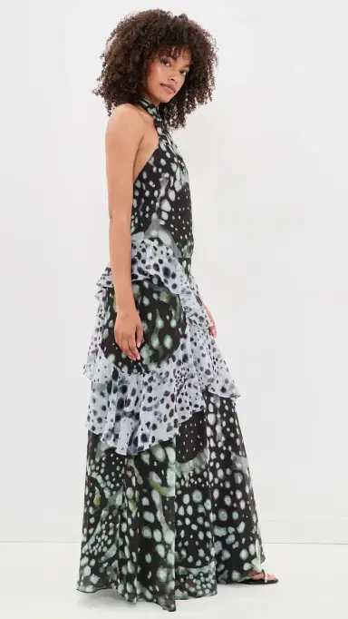 AMUR Iyla Printed Ruffle Gown Pearl Ray Inverse | Thumbnail 4 AMUR Iyla Printed Ruffle Gown Pearl Ray Inverse | Thumbnail 4