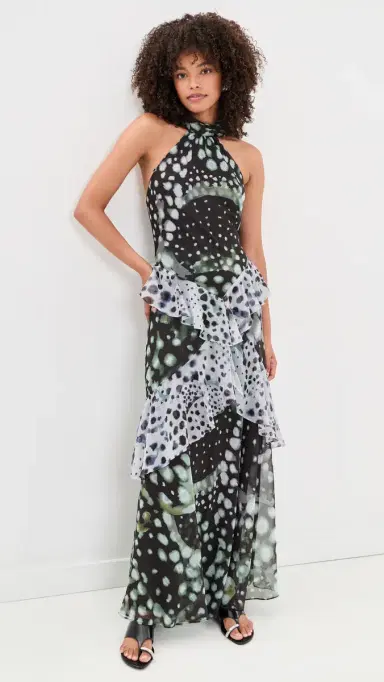 AMUR Iyla Printed Ruffle Gown Pearl Ray Inverse | Thumbnail 5 AMUR Iyla Printed Ruffle Gown Pearl Ray Inverse | Thumbnail 5