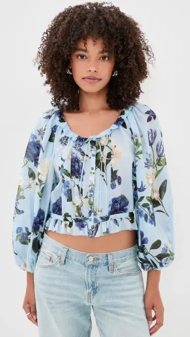 Alice + Olivia Mclaine Cropped Blouse Fly Away | Thumbnail 2