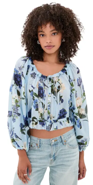Alice + Olivia Mclaine Cropped Blouse Fly Away | Thumbnail 1