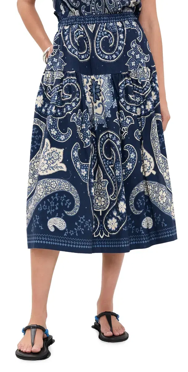 Sea Emelina Print Midi kirt Navy