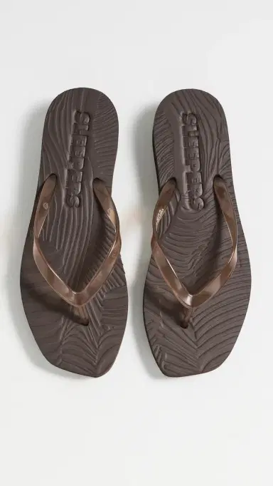 SLEEPERS Platform Jelly Flip Flops Brown Transparent | Thumbnail 5