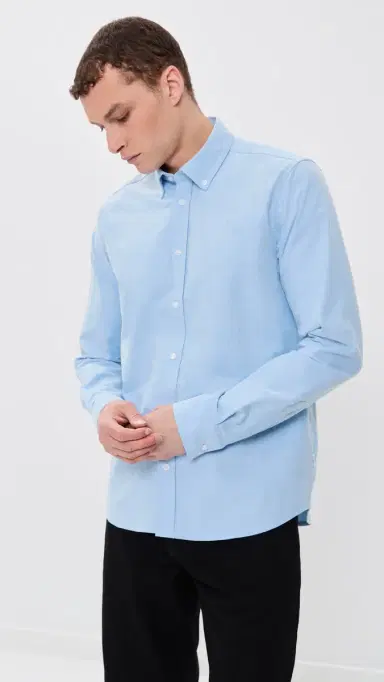 Les Deux Konrad Oxford Button Down Shirt Light Blue L | Thumbnail 2