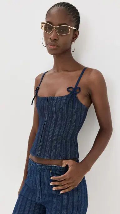 LIONESS Charismatic Denim Corset Dark Pinstripe S | Thumbnail 2