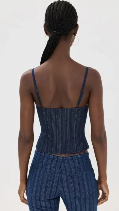 LIONESS Charismatic Denim Corset Dark Pinstripe S | Thumbnail 3