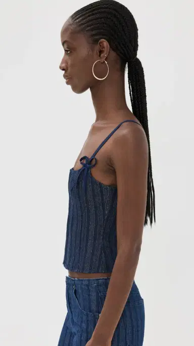 LIONESS Charismatic Denim Corset Dark Pinstripe S | Thumbnail 4