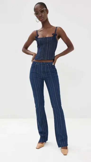 LIONESS Charismatic Denim Corset Dark Pinstripe S | Thumbnail 5