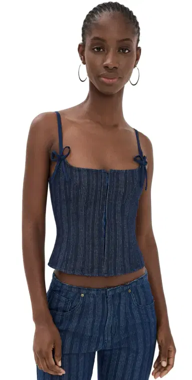 LIONESS Charismatic Denim Corset Dark Pinstripe S | Thumbnail 1