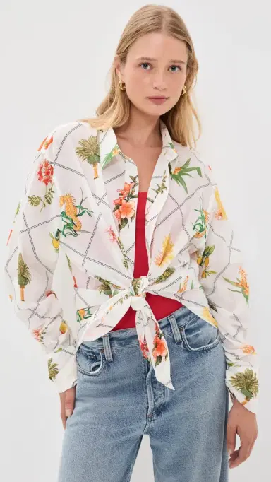Coniglio Palm Beach Classic Button Down Shirt Florida Frame Cracked Coconut One Size | Thumbnail 2