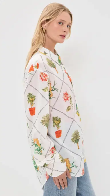 Coniglio Palm Beach Classic Button Down Shirt Florida Frame Cracked Coconut One Size | Thumbnail 4