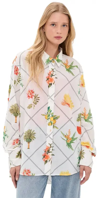 Coniglio Palm Beach Classic Button Down Shirt Florida Frame Cracked Coconut One Size | Thumbnail 1