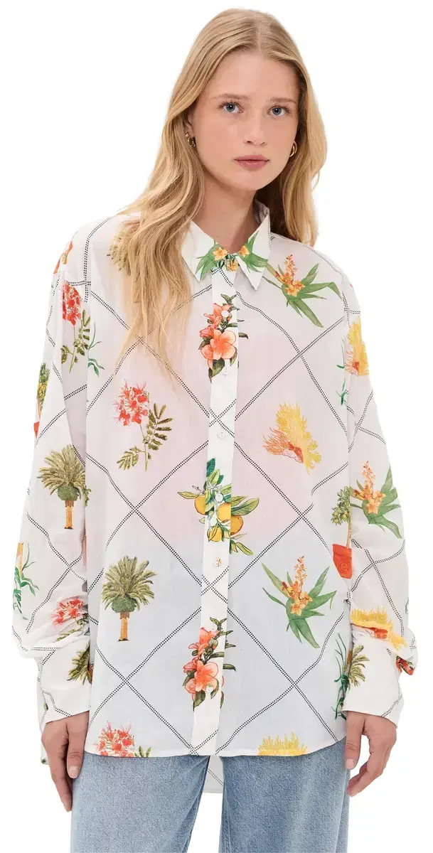 Classic Button Down Shirt Florida Frame Cracked Coconut One Size