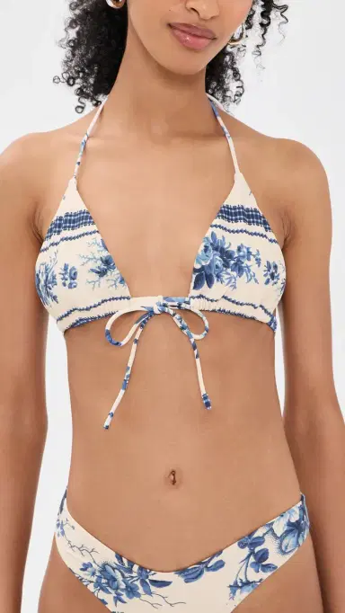 Montce Emma Bikini Top Blue Toile tripe | Thumbnail 2