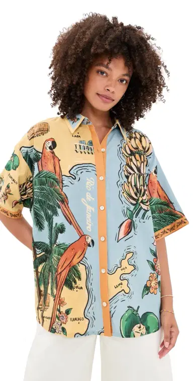 Farm Rio Beaches Path Shirt Beaches Path Multicolor M | Thumbnail 1