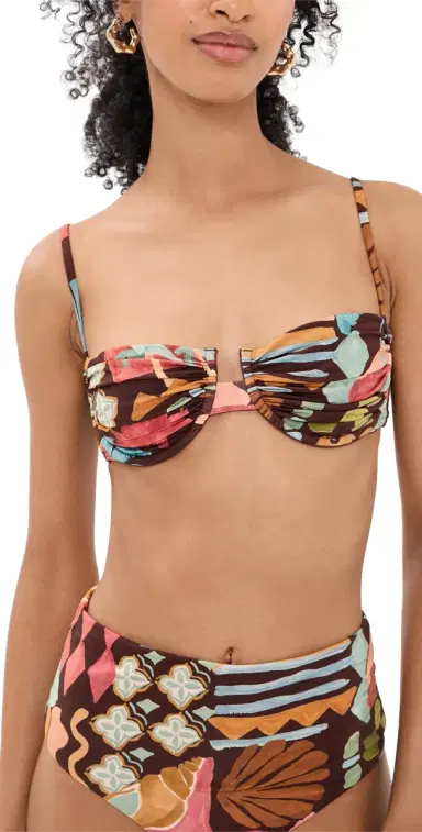 MINKPINK Isola Gathered Bikini Top Cocoa Coast | Thumbnail 1 MINKPINK Isola Gathered Bikini Top Cocoa Coast | Thumbnail 1