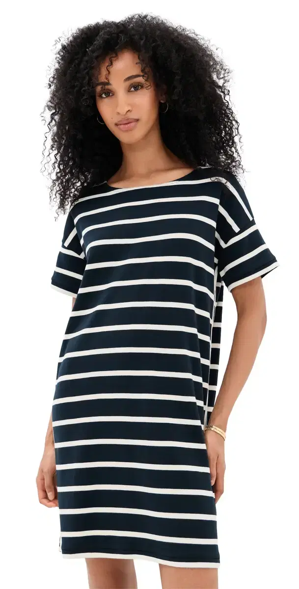 Breton Dress Navy/Ecru
