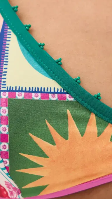 Agua Bendita Howy Hand Embroidered Reversible Bikini Top Multicolor S | Thumbnail 6