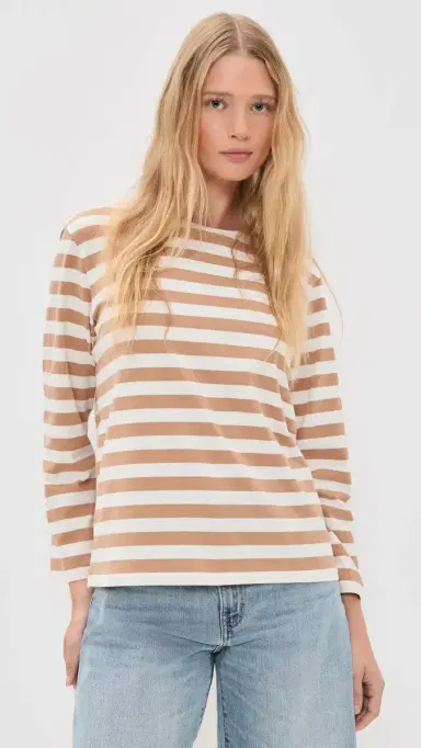 Denimist Mills Pond Striped Tee Wide Light Brown Stripe | Thumbnail 2 Denimist Mills Pond Striped Tee Wide Light Brown Stripe | Thumbnail 2