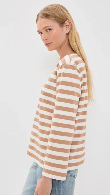 Denimist Mills Pond Striped Tee Wide Light Brown Stripe | Thumbnail 4 Denimist Mills Pond Striped Tee Wide Light Brown Stripe | Thumbnail 4