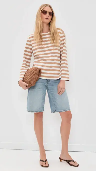 Denimist Mills Pond Striped Tee Wide Light Brown Stripe | Thumbnail 5 Denimist Mills Pond Striped Tee Wide Light Brown Stripe | Thumbnail 5
