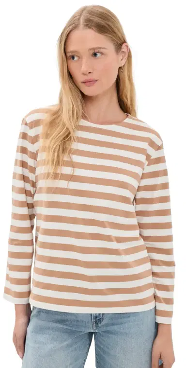 Denimist Mills Pond Striped Tee Wide Light Brown Stripe | Thumbnail 1 Denimist Mills Pond Striped Tee Wide Light Brown Stripe | Thumbnail 1