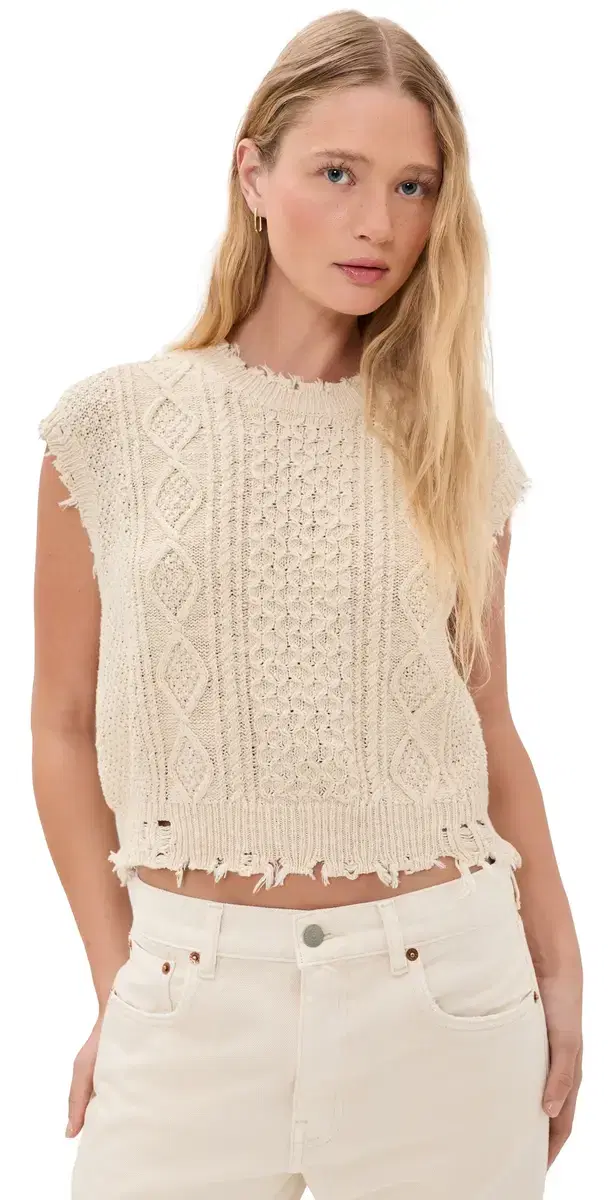 Boyfriend Cable Vest Ecru Slub Boyfriend Cable Vest Ecru Slub