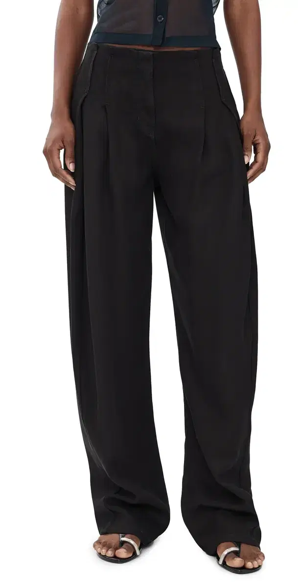 IRO Flowy Pleated Trousers Rinsed Black