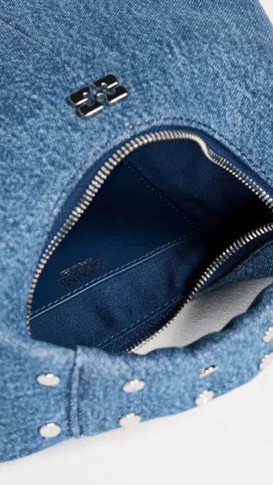 Ganni Hobo Studs Mini Bag Mid Blue Vintage One Size | Thumbnail 6 Ganni Hobo Studs Mini Bag Mid Blue Vintage One Size | Thumbnail 6